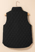 Stand Collar Flower Quilted Snap Button Zip Vests